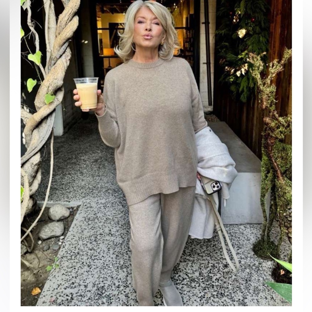Martha Stewart Cozy Beige Knit Sweater Pants size medium